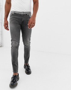 Выбеленные черные джинсы скинни с карманами в клетку ASOS DESIGN-Черный