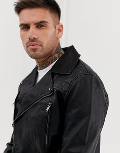 Черная байкерская куртка с молниями New Look-Черный