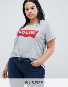 Серая футболка с логотипом Levis Plus-Серый