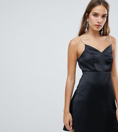 Атласное платье с отделкой стразами New Look-Черный