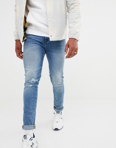 Светлые джинсы скинни из денима плотностью 12,5 унций ASOS DESIGN-Синий