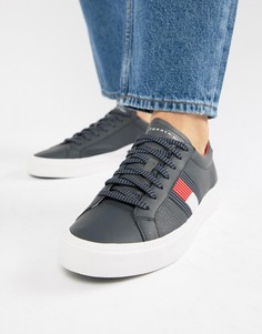 Темно-синие кожаные кроссовки с флагом Tommy Hilfiger-Темно-синий
