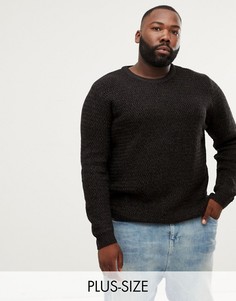 Черный джемпер с круглым вырезом River Island Big & Tall