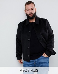 Черная полушерстяная куртка на пуговицах ASOS DESIGN Plus-Черный