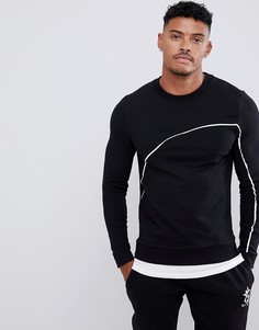 Черный облегающий свитшот со вставкой и окантовкой ASOS DESIGN