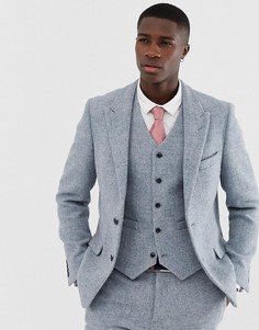 Серый приталенный пиджак из 100% шерстяного харрис-твида ASOS DESIGN