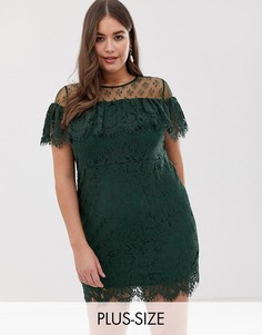 Кружевное платье с открытыми плечами Lovedrobe-Зеленый