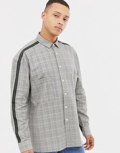 Свободная рубашка в клетку с заниженной линией плеч и лентой ASOS DESIGN-Коричневый