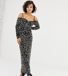 Декорированное платье макси с леопардовым принтом ASOS DESIGN x LaQuan Smith-Мульти