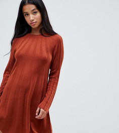 Свободное трикотажное платье в рубчик ASOS DESIGN Petite-Красный