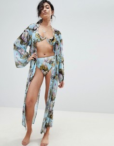 Пляжное кимоно с винтажным принтом Jaded London-Мульти