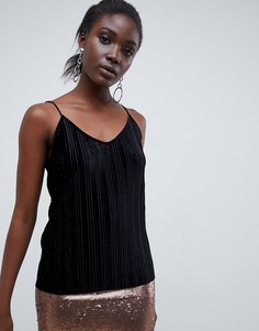 Бархатный топ со складками Vero Moda-Черный