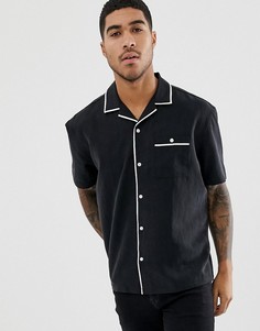 Свободная рубашка из вискозы с короткими рукавами и окантовкой ASOS DESIGN-Черный