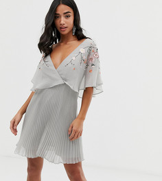 Платье мини с рукавами клеш и расклешенной юбкой с вышивкой ASOS DESIGN Petite-Мульти