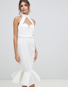 Облегающее платье миди с цепочками на спине ASOS DESIGN Premium-Белый