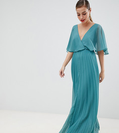 Платье макси с рукавами клеш и плиссированной юбкой ASOS DESIGN Petite-Мульти