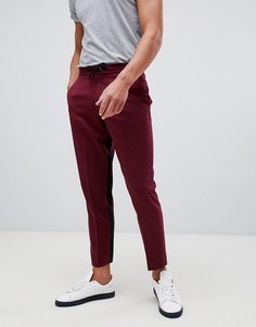 Бордовые укороченные брюки-сигареты с контрастными полосками ASOS DESIGN-Красный