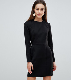Платье мини с подплечниками ASOS DESIGN Petite-Черный