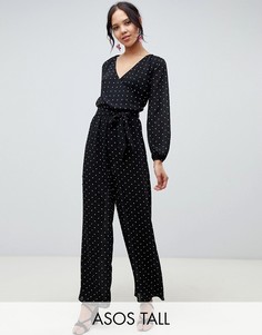 Комбинезон с запахом в горошек ASOS DESIGN Tall-Мульти