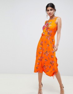 Чайное платье миди с цветочным принтом ASOS DESIGN-Мульти