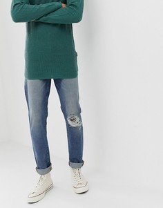 Узкие выбеленные джинсы плотностью 12,5 унций с рваными коленками ASOS DESIGN Tall-Синий