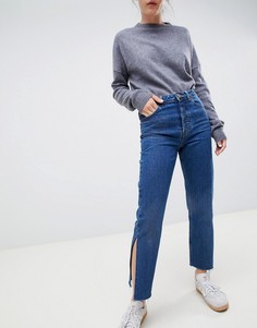 Синие выбеленные джинсы прямого кроя с разрезами ASOS DESIGN Recycled Florence-Синий