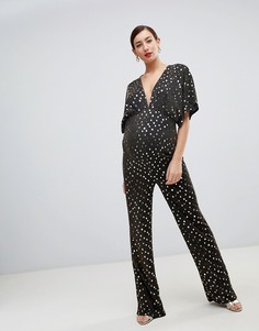 Комбинезон с запахом и рукавами-кимоно Flounce London Maternity-Черный