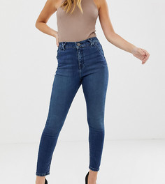 Синие джинсы скинни с завышенной талией и шлевками ASOS DESIGN Petite Ridley-Синий