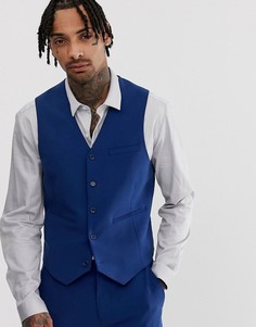 Ярко-синий супероблегающий жилет ASOS DESIGN