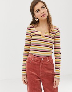 Кроп-топ в полоску с разрезом спереди ASOS DESIGN-Мульти
