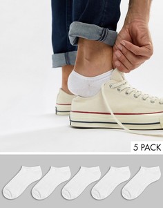 5 пар белых спортивных носков ASOS - Со скидкой-Белый