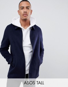 Темно-синяя куртка на молнии с добавлением шерсти ASOS DESIGN Tall-Темно-синий