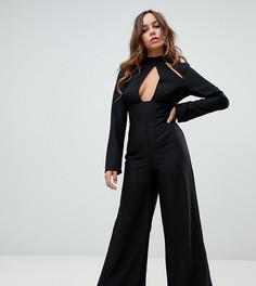 Черный комбинезон с вырезом капелькой Missguided