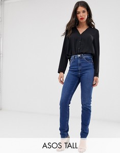 Синие узкие джинсы в винтажном стиле с завышенной талией ASOS DESIGN Tall Farleigh-Синий