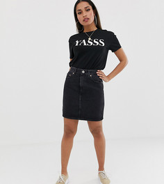 Черная джинсовая юбка с завышенной талией ASOS DESIGN Petite-Синий