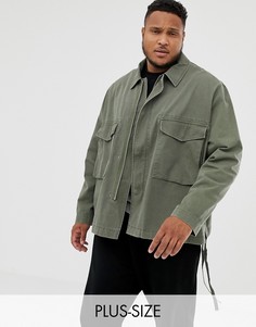 Куртка цвета хаки в стиле милитари ASOS DESIGN Plus-Зеленый