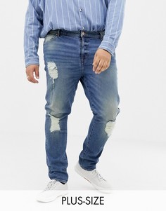 Выбеленные синие рваные джинсы скинни из денима плотностью 12,05 унции ASOS DESIGN Plus-Синий