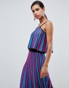 Топ в полоску с плиссировкой и эффектом металлик ASOS DESIGN-Мульти