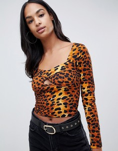 Лонгслив с анималистическим принтом ASOS DESIGN-Мульти
