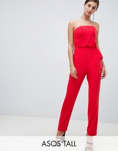 Структурированный комбинезон-бандо ASOS DESIGN Tall-Красный