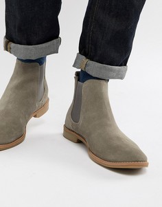 Серые замшевые ботинки челси ASOS DESIGN-Серый