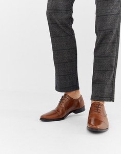 Светло-коричневые кожаные оксфордские туфли со вставкой на носке ASOS DESIGN-Светло-коричневый