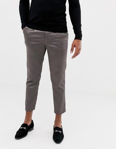 Блестящие брюки-сигаретки из сатина ASOS DESIGN-Серый