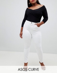 Белые джинсы скинни с завышенной талией ASOS DESIGN Curve Ridley-Белый