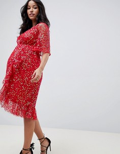 Платье миди с запахом и пайетками ASOS DESIGN Maternity-Красный