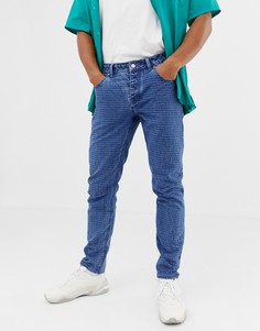 Синие выбеленные джинсы слим в полоску ASOS DESIGN-Синий
