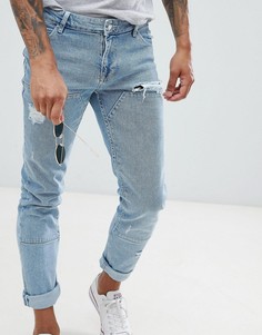 Синие джинсы скинни со вставками ASOS DESIGN-Синий