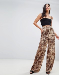 Расклешенные брюки с леопардовым принтом Missguided-Мульти
