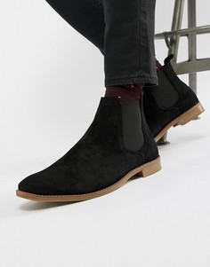 Черные замшевые ботинки челси с натуральной подошвой ASOS DESIGN-Черный