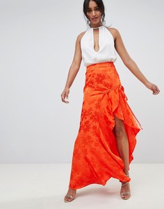 Жаккардовая юбка макси со сборками ASOS DESIGN-Оранжевый